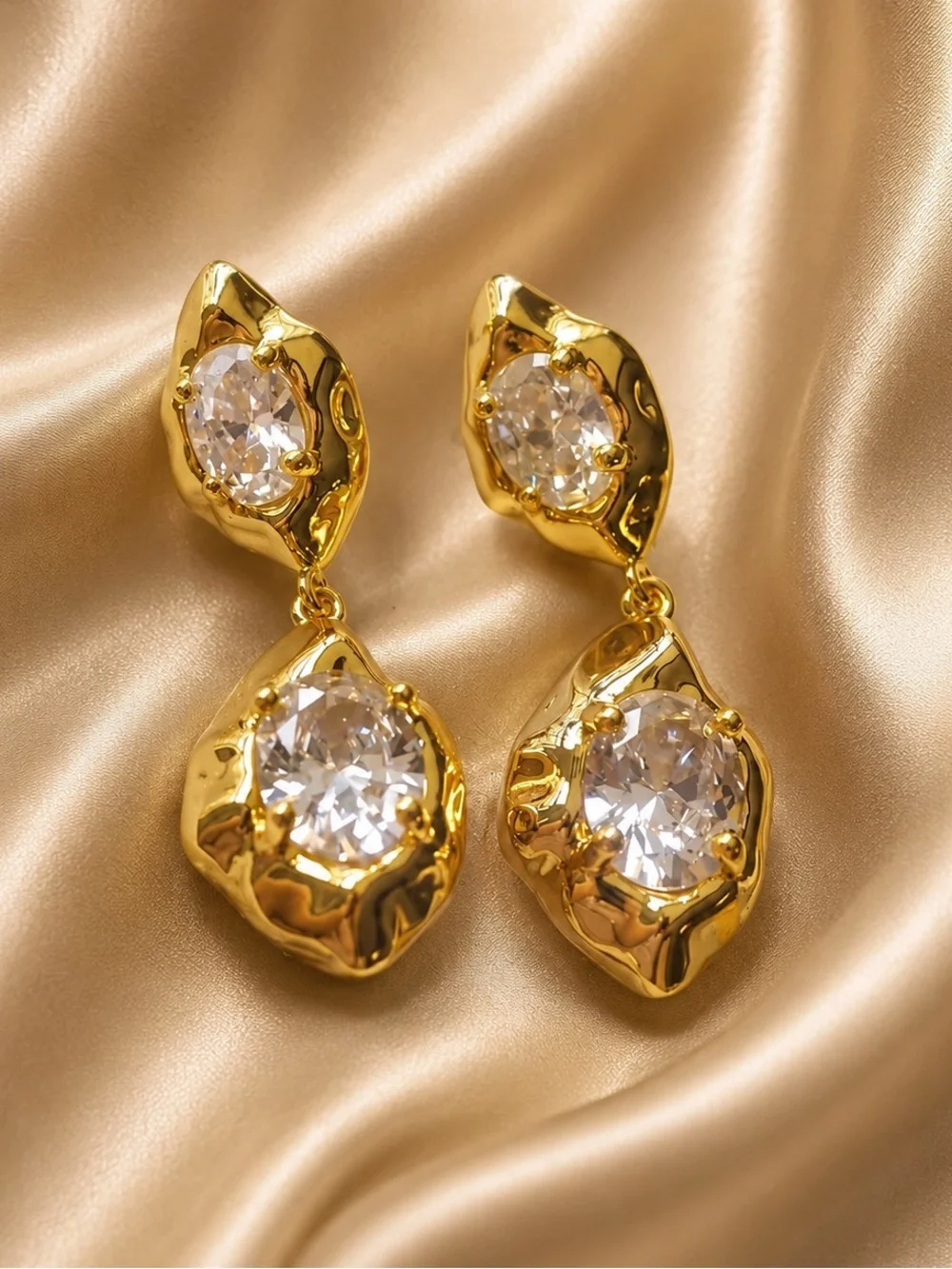 Golden Glow Crystal Drop Earrings
